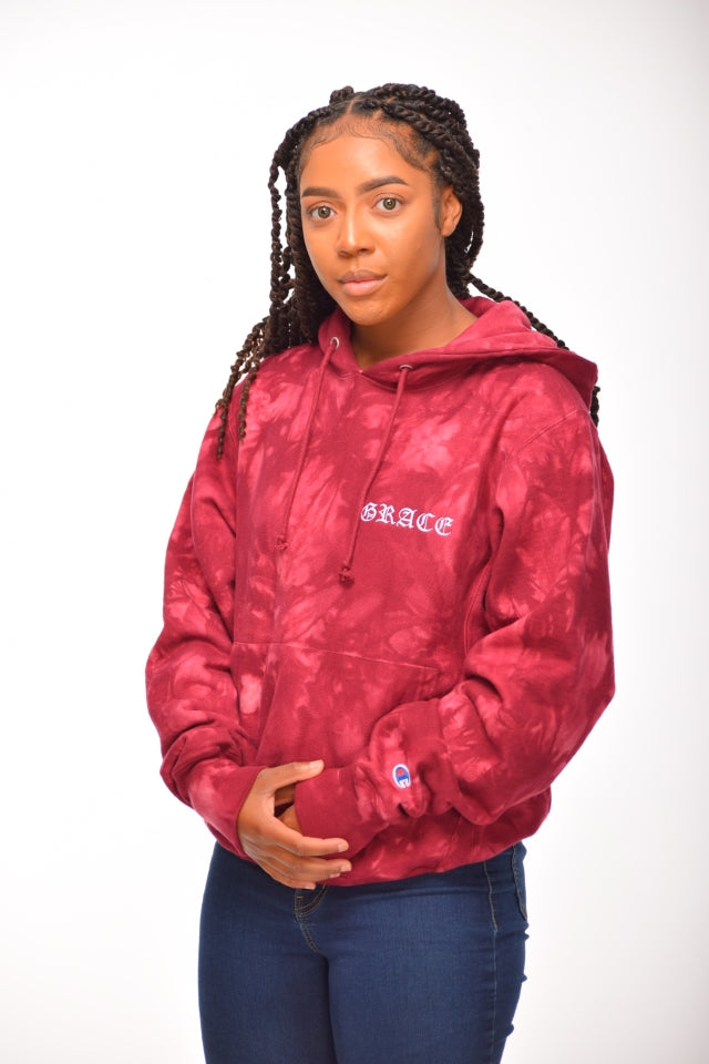 Grace Embroidered Tie-dye Unisex Champion Hoodie