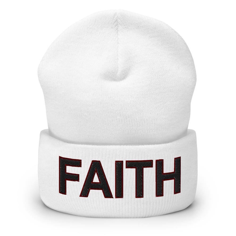 Faith Cuffed Beanie Hat - Black Mustard Seed BMS Christian Streetwear