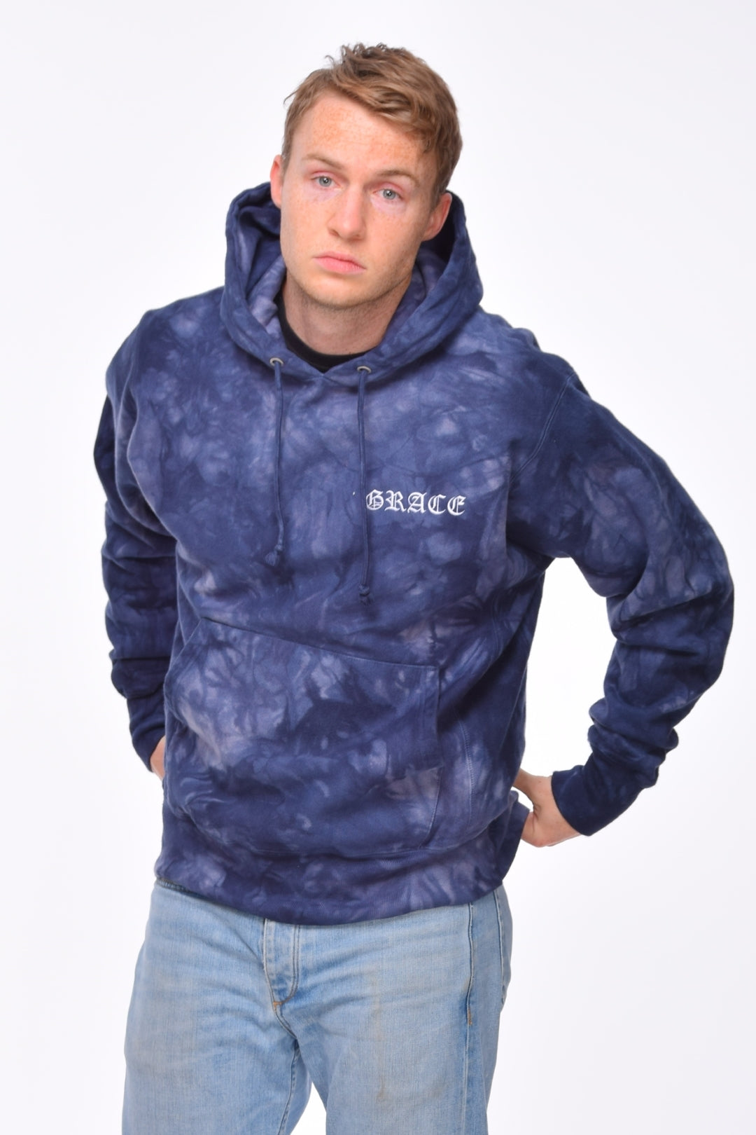 Grace Embroidered Tie-dye Unisex Champion Hoodie